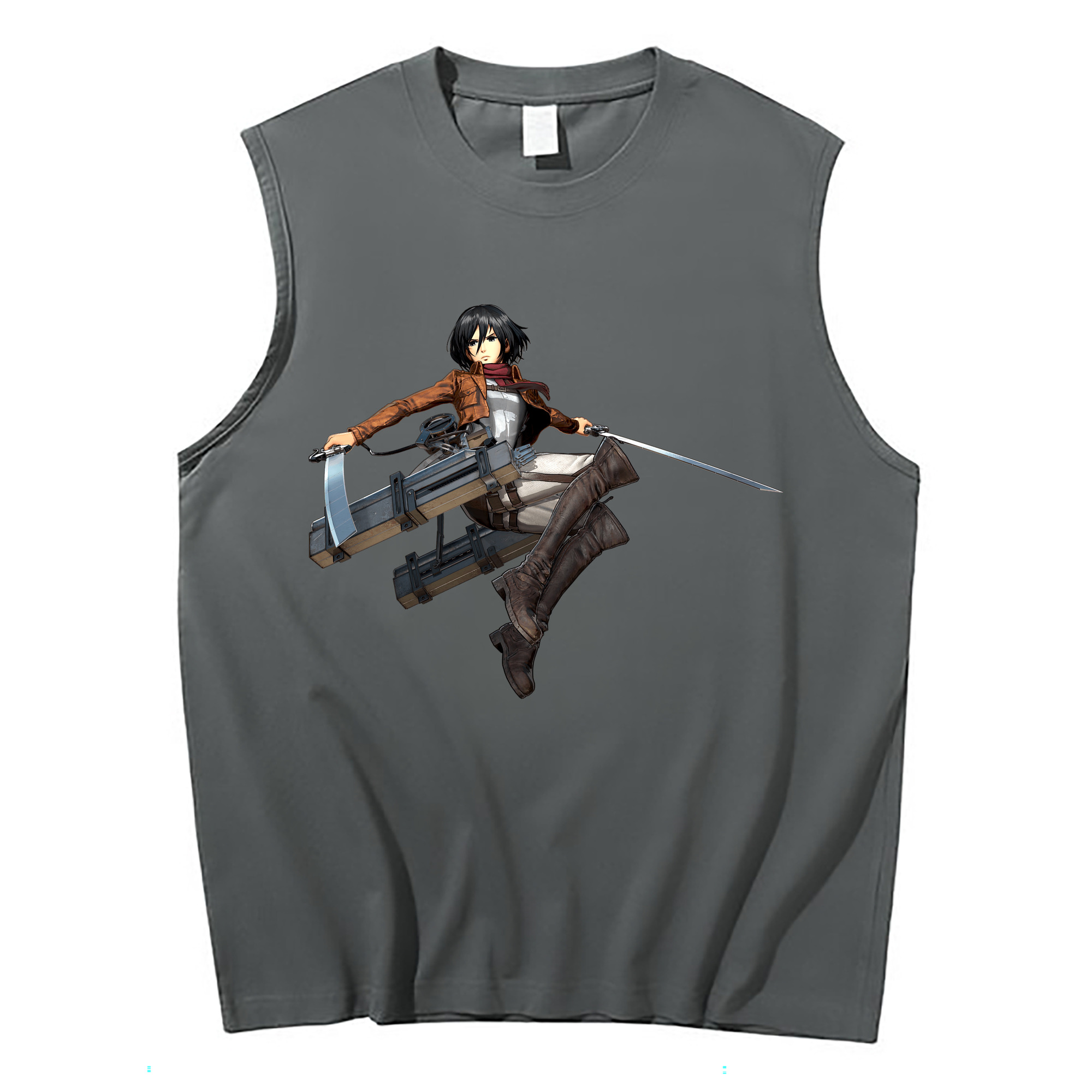 （画像用） 進撃の巨人 ミカサ·アッカーマン Attack on Titan Mikasa Ackerman コットン100％タンクトップ（フロントプリント）